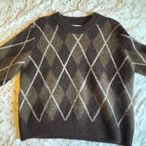 Zara Argyle Sweater - Brown